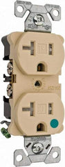 Cooper Wiring Devices - 125 VAC, 20 Amp, 5-20R NEMA Configuration, Ivory, Hospital Grade, Self Grounding Duplex Receptacle - 1 Phase, 2 Poles, 3 Wire, Flush Mount, Chemical, Impact and Tamper Resistant - Industrial Tool & Supply