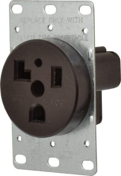Cooper Wiring Devices - 125 VAC, 30 Amp, 5-30R NEMA Configuration, Black, Specification Grade, Self Grounding Single Receptacle - 1 Phase, 2 Poles, 3 Wire, Flush Mount, Corrosion Resistant - Industrial Tool & Supply