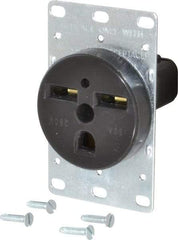 Cooper Wiring Devices - 250 VAC, 30 Amp, 6-30R NEMA Configuration, Black, Specification Grade, Self Grounding Single Receptacle - 1 Phase, 2 Poles, 3 Wire, Flush Mount, Corrosion Resistant - Industrial Tool & Supply