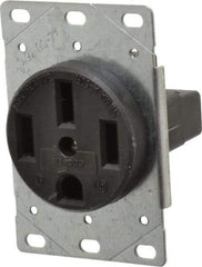 Cooper Wiring Devices - 125/250 VAC, 50 Amp, 14-50R NEMA Configuration, Black, Industrial Grade, Ungrounded Single Receptacle - 1 Phase, 3 Poles, 3 Wire, Flush Mount, Corrosion Resistant - Industrial Tool & Supply