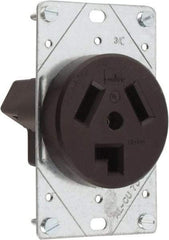 Cooper Wiring Devices - 125/250 VAC, 30 Amp, 10-30R NEMA Configuration, Brown, Specification Grade, Ungrounded Single Receptacle - 1 Phase, 3 Poles, 3 Wire, Flush Mount, Corrosion Resistant - Industrial Tool & Supply