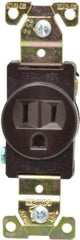 Cooper Wiring Devices - 125 VAC, 20 Amp, 5-20R NEMA Configuration, Brown, Industrial Grade, Self Grounding Single Receptacle - 1 Phase, 2 Poles, 3 Wire, Flush Mount, Chemical, Heat and Impact Resistant - Industrial Tool & Supply