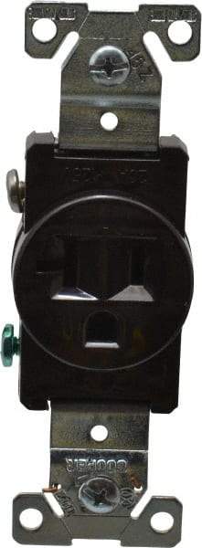 Cooper Wiring Devices - 125 VAC, 20 Amp, 5-20R NEMA Configuration, Brown, Industrial Grade, Self Grounding Single Receptacle - 1 Phase, 2 Poles, 3 Wire, Flush Mount, Chemical, Heat and Impact Resistant - Industrial Tool & Supply