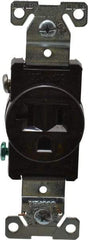Cooper Wiring Devices - 125 VAC, 20 Amp, 5-20R NEMA Configuration, Brown, Industrial Grade, Self Grounding Single Receptacle - 1 Phase, 2 Poles, 3 Wire, Flush Mount, Chemical, Heat and Impact Resistant - Industrial Tool & Supply