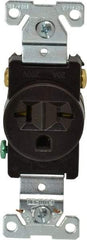 Cooper Wiring Devices - 250 VAC, 20 Amp, 6-20R NEMA Configuration, Brown, Industrial Grade, Self Grounding Single Receptacle - 1 Phase, 2 Poles, 3 Wire, Flush Mount, Chemical, Heat and Impact Resistant - Industrial Tool & Supply