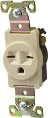 Cooper Wiring Devices - 250 VAC, 15 Amp, 6-15R NEMA Configuration, Ivory, Industrial Grade, Self Grounding Single Receptacle - 1 Phase, 2 Poles, 3 Wire, Flush Mount, Chemical, Heat and Impact Resistant - Industrial Tool & Supply