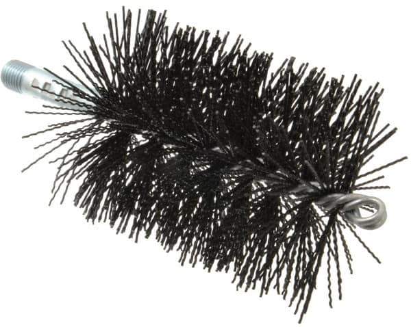 Schaefer Brush - 5" Brush Length, 3-1/2" Diam, Nylon Single Stem, Single Spiral Tube Brush - 7-1/4" Long, Nylon, 1/4" NPSM Male Connection - Industrial Tool & Supply