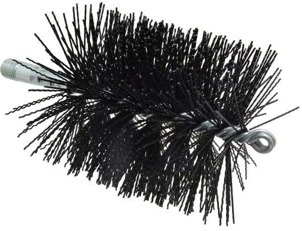 Schaefer Brush - 5" Brush Length, 4" Diam, Nylon Single Stem, Single Spiral Tube Brush - 7-1/4" Long, Nylon, 1/4" NPSM Male Connection - Industrial Tool & Supply