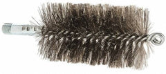 Schaefer Brush - 4-1/2" Brush Length, 2-1/2" Diam, Double Stem, Double Spiral Tube Brush - 7-1/4" Long, Stainless Steel, 1/4" NPSM Male Connection - Industrial Tool & Supply