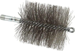Schaefer Brush - 4-1/2" Brush Length, 4" Diam, Double Stem, Double Spiral Tube Brush - 7-1/4" Long, Stainless Steel, 1/4" NPSM Male Connection - Industrial Tool & Supply
