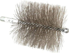Schaefer Brush - 4-1/2" Brush Length, 4-1/2" Diam, Double Stem, Double Spiral Tube Brush - 7-1/4" Long, Stainless Steel, 1/4" NPSM Male Connection - Industrial Tool & Supply