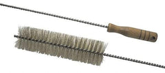 Schaefer Brush - 2-1/8" Diam, 7" Bristle Length, Boiler & Furnace Crimped Brass Brush - Standard Wood Handle, 48" OAL - Industrial Tool & Supply