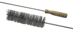 Schaefer Brush - 2-1/8" Diam, 7" Bristle Length, Boiler & Furnace Stainless Steel Brush - Standard Wood Handle, 48" OAL - Industrial Tool & Supply