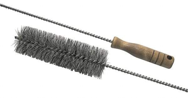 Schaefer Brush - 3" Diam, 6" Bristle Length, Boiler & Furnace Fiber Brush - Standard Wood Handle, 42" OAL - Industrial Tool & Supply