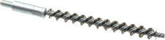 Schaefer Brush - 4" Brush Length, 7/16" Diam, Double Stem, Single Spiral Tube Brush - 6-1/4" Long, Stainless Steel, 1/4-28 Male Connection - Industrial Tool & Supply