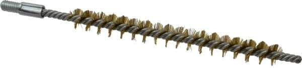 Schaefer Brush - 3" Brush Length, 5/16" Diam, Double Stem, Single Spiral Tube Brush - 4-1/2" Long, Brass, 8-32 Male Connection - Industrial Tool & Supply