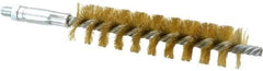 Schaefer Brush - 4" Brush Length, 15/16" Diam, Double Stem, Single Spiral Tube Brush - 6-1/4" Long, Brass, 1/4-28 Male Connection - Industrial Tool & Supply