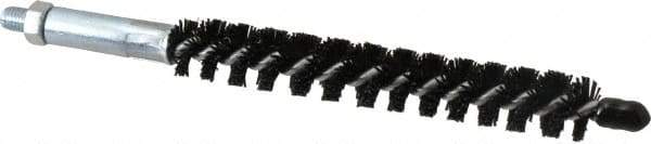 Schaefer Brush - 4" Brush Length, 9/16" Diam, Nylon Single Stem, Single Spiral Condenser Tube Brush - 6-1/4" Long, Nylon, 1/4-28 Male Connection - Industrial Tool & Supply