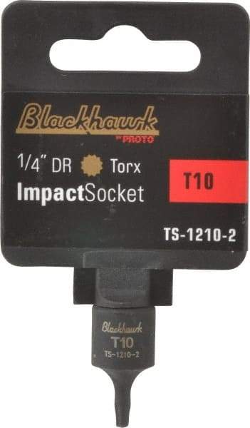 Blackhawk by Proto - 1/4" Drive, T10 Impact Torx Bit Socket - 1" OAL - Industrial Tool & Supply