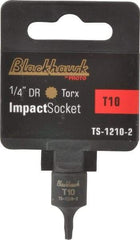 Blackhawk by Proto - 1/4" Drive, T10 Impact Torx Bit Socket - 1" OAL - Industrial Tool & Supply