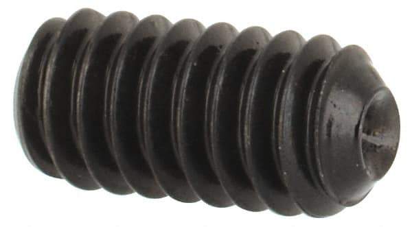Made in USA - #5-40 UNC, 1/4" Length Under Head, Cup Point Set Screw - Grade 8 Alloy Steel, 1/16" Key - Industrial Tool & Supply