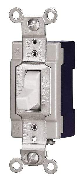 Cooper Wiring Devices - 4 Pole, 120 to 277 VAC, 15 Amp, Industrial Grade, Toggle, Wall and Dimmer Light Switch - 1.3 Inch Wide x 4.19 Inch High, Fluorescent - Industrial Tool & Supply
