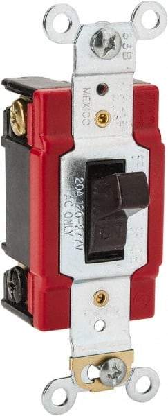 Cooper Wiring Devices - 1 Pole, 120 to 277 VAC, 20 Amp, Industrial Grade, Toggle, Wall and Dimmer Light Switch - 1.3 Inch Wide x 4.19 Inch High, Fluorescent - Industrial Tool & Supply