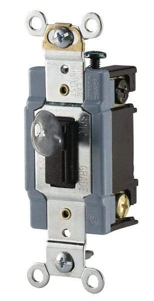 Cooper Wiring Devices - 3 Pole, 120 to 277 VAC, 15 Amp, Industrial Grade, Toggle, Wall and Dimmer Light Switch - 1.31 Inch Wide x 3.28 Inch High - Industrial Tool & Supply