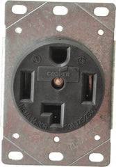 Cooper Wiring Devices - 125/250 VAC, 30 Amp, 14-30R NEMA Configuration, Black, Specification Grade, Ungrounded Single Receptacle - 1 Phase, 3 Poles, 3 Wire, Flush Mount, Corrosion Resistant - Industrial Tool & Supply