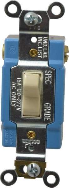 Cooper Wiring Devices - 3 Pole, 120 to 277 Volt, 15 Amp, Industrial Grade, Toggle, Wall and Dimmer Light Switch - Industrial Tool & Supply