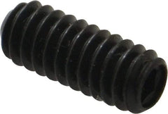Made in USA - 1/4-20 UNC, 5/8" Length Under Head, Cup Point Set Screw - Grade 8 Alloy Steel, 1/8" Key - Industrial Tool & Supply