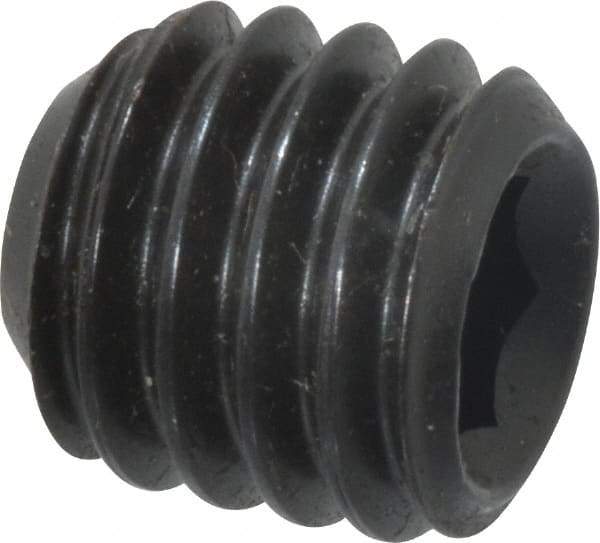 Made in USA - 3/8-16 UNC, 3/8" Length Under Head, Cup Point Set Screw - Grade 8 Alloy Steel, 3/16" Key - Industrial Tool & Supply