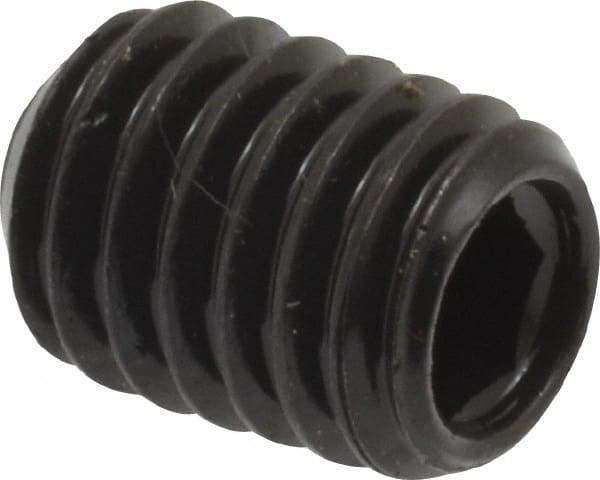 Made in USA - 3/8-16 UNC, 1/2" Length Under Head, Cup Point Set Screw - Grade 8 Alloy Steel, 3/16" Key - Industrial Tool & Supply