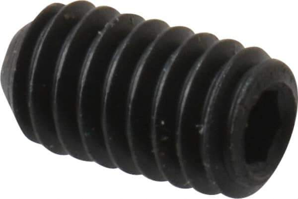 Made in USA - #6-40 UNF, 1/4" Length Under Head, Cup Point Set Screw - Grade 8 Alloy Steel, 1/16" Key - Industrial Tool & Supply