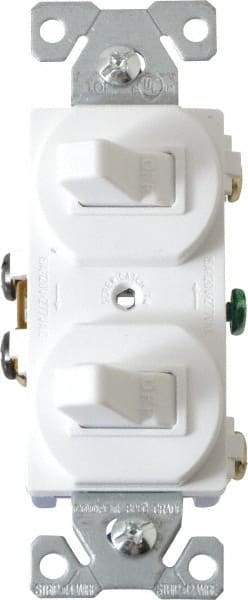 Cooper Wiring Devices - 1 Pole, 120/277 VAC, 15 Amp, Flush Mounted, Duplex Switch - NonNEMA Configuration, 2 Switch, Back Side Wiring, cULus Listed, NOM 426, RoHS Compliant Standard - Industrial Tool & Supply