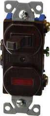Cooper Wiring Devices - 1 Pole, 120 VAC, 15 Amp, Flush Mounted, Combination Switch with Pilot Light - NonNEMA Configuration, 1 Switch, Back Side Wiring, cULus Listed, RoHS Compliant Standard - Industrial Tool & Supply