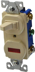 Cooper Wiring Devices - 2 Pole, 120 VAC, 15 Amp, Flush Mounted, Combination Switch with Pilot Light - 7-50 Configuration, 1 Switch, Back Side Wiring, cULus Listed, RoHS Compliant Standard - Industrial Tool & Supply