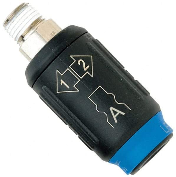 Legris - 3/8 Male NPT Pneumatic Hose Safety Coupler - 1/4" ID, Fiber Glass, Industrial Interchange, 1/4" Body Diam - Industrial Tool & Supply
