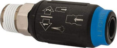 Legris - 1/2 Male NPT Industrial Pneumatic Hose Safety Coupler - Plastic/Brass, 1/4" Body Diam - Industrial Tool & Supply