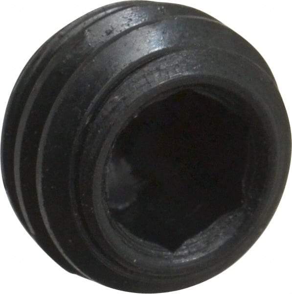 Made in USA - 1/4-28 UNF, 3/16" Length Under Head, Cup Point Set Screw - Grade 8 Alloy Steel, 1/8" Key - Industrial Tool & Supply