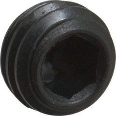 Made in USA - 1/4-28 UNF, 3/16" Length Under Head, Cup Point Set Screw - Grade 8 Alloy Steel, 1/8" Key - Industrial Tool & Supply