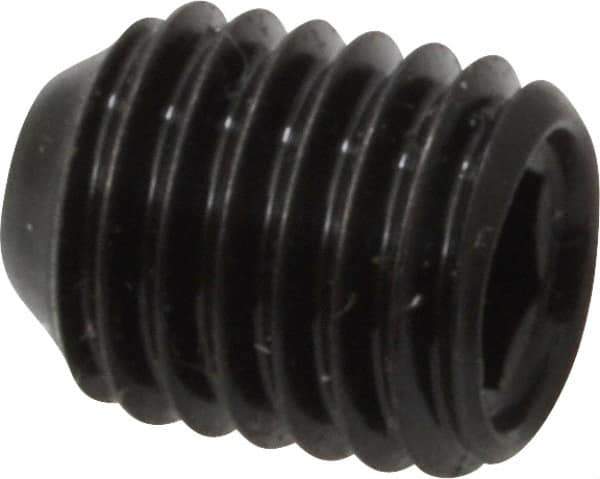 Made in USA - 1/4-28 UNF, 5/16" Length Under Head, Cup Point Set Screw - Grade 8 Alloy Steel, 1/8" Key - Industrial Tool & Supply