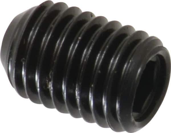 Made in USA - 1/4-28 UNF, 3/8" Length Under Head, Cup Point Set Screw - Grade 8 Alloy Steel, 1/8" Key - Industrial Tool & Supply
