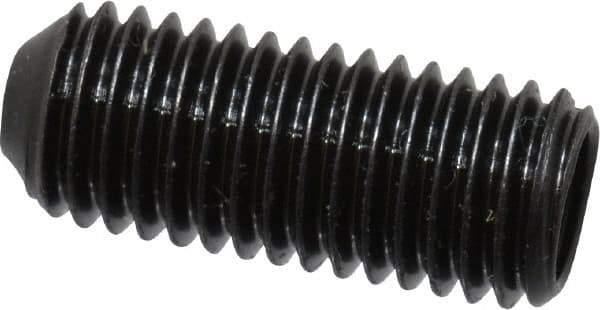 Made in USA - 1/4-28 UNF, 5/8" Length Under Head, Cup Point Set Screw - Grade 8 Alloy Steel, 1/8" Key - Industrial Tool & Supply