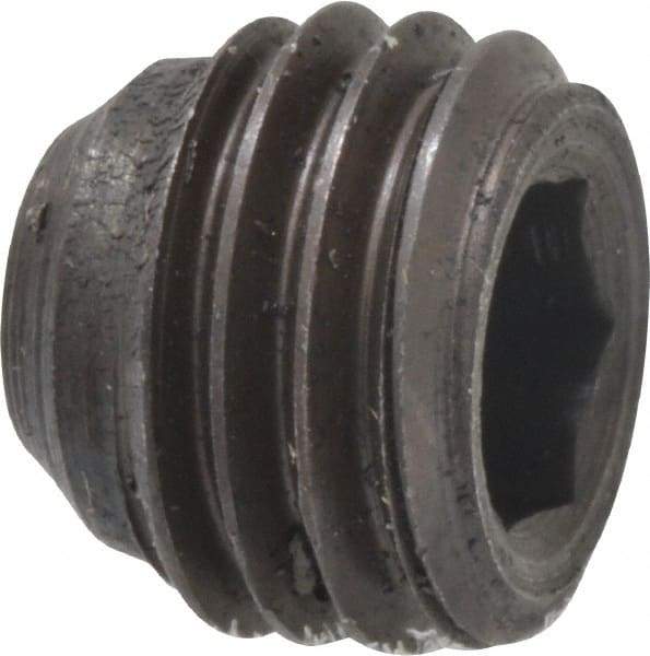 Made in USA - 5/16-24 UNF, 1/4" Length Under Head, Cup Point Set Screw - Grade 8 Alloy Steel, 5/32" Key - Industrial Tool & Supply