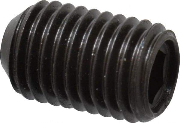 Made in USA - 5/16-24 UNF, 1/2" Length Under Head, Cup Point Set Screw - Grade 8 Alloy Steel, 5/32" Key - Industrial Tool & Supply