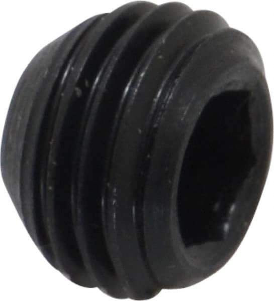 Made in USA - 3/8-24 UNF, 1/4" Length Under Head, Cup Point Set Screw - Grade 8 Alloy Steel, 3/16" Key - Industrial Tool & Supply