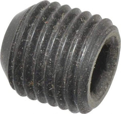 Made in USA - 3/8-24 UNF, 3/8" Length Under Head, Cup Point Set Screw - Grade 8 Alloy Steel, 3/16" Key - Industrial Tool & Supply