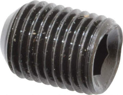 Made in USA - 3/8-24 UNF, 1/2" Length Under Head, Cup Point Set Screw - Grade 8 Alloy Steel, 3/16" Key - Industrial Tool & Supply