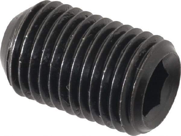 Made in USA - 3/8-24 UNF, 5/8" Length Under Head, Cup Point Set Screw - Grade 8 Alloy Steel, 3/16" Key - Industrial Tool & Supply